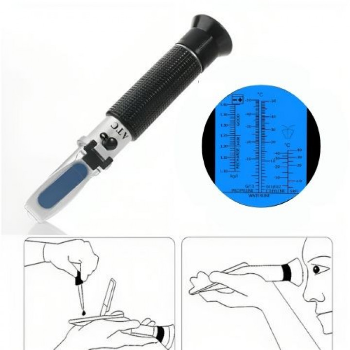 Refratômetro portátil 4 Escalas (Propylene, Ethylene, SRFI e Battery)