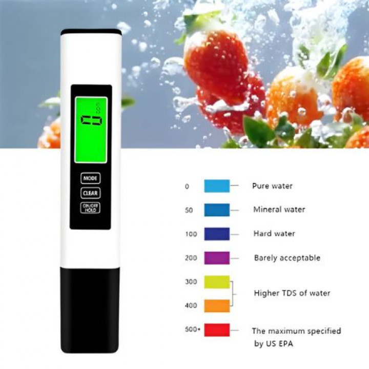 Caneta medidora de TDS/EC/ºC/ºF  digital com luz