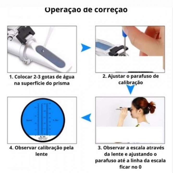 Refratômetro Portátil 3 Escalas (brix, baumé e álcool)