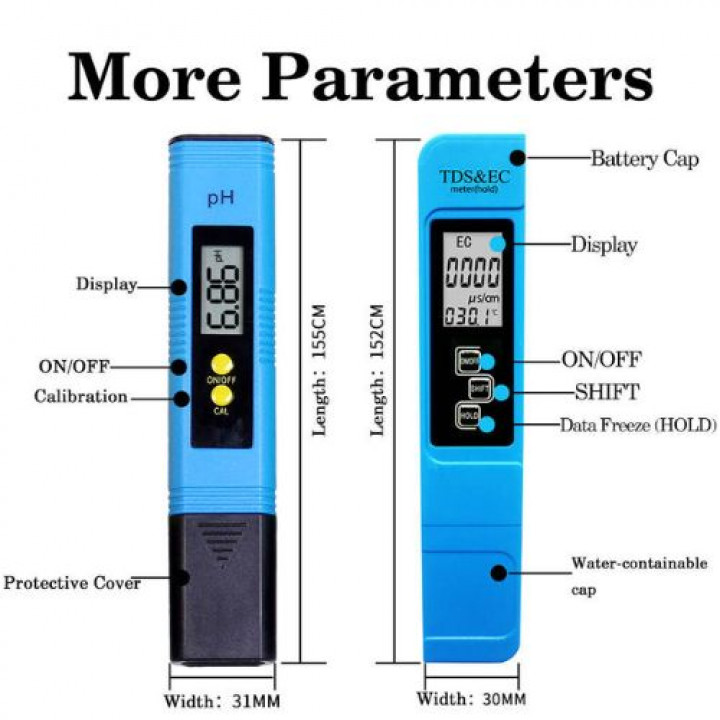 Kit Caneta medidora de pH / TDS digital